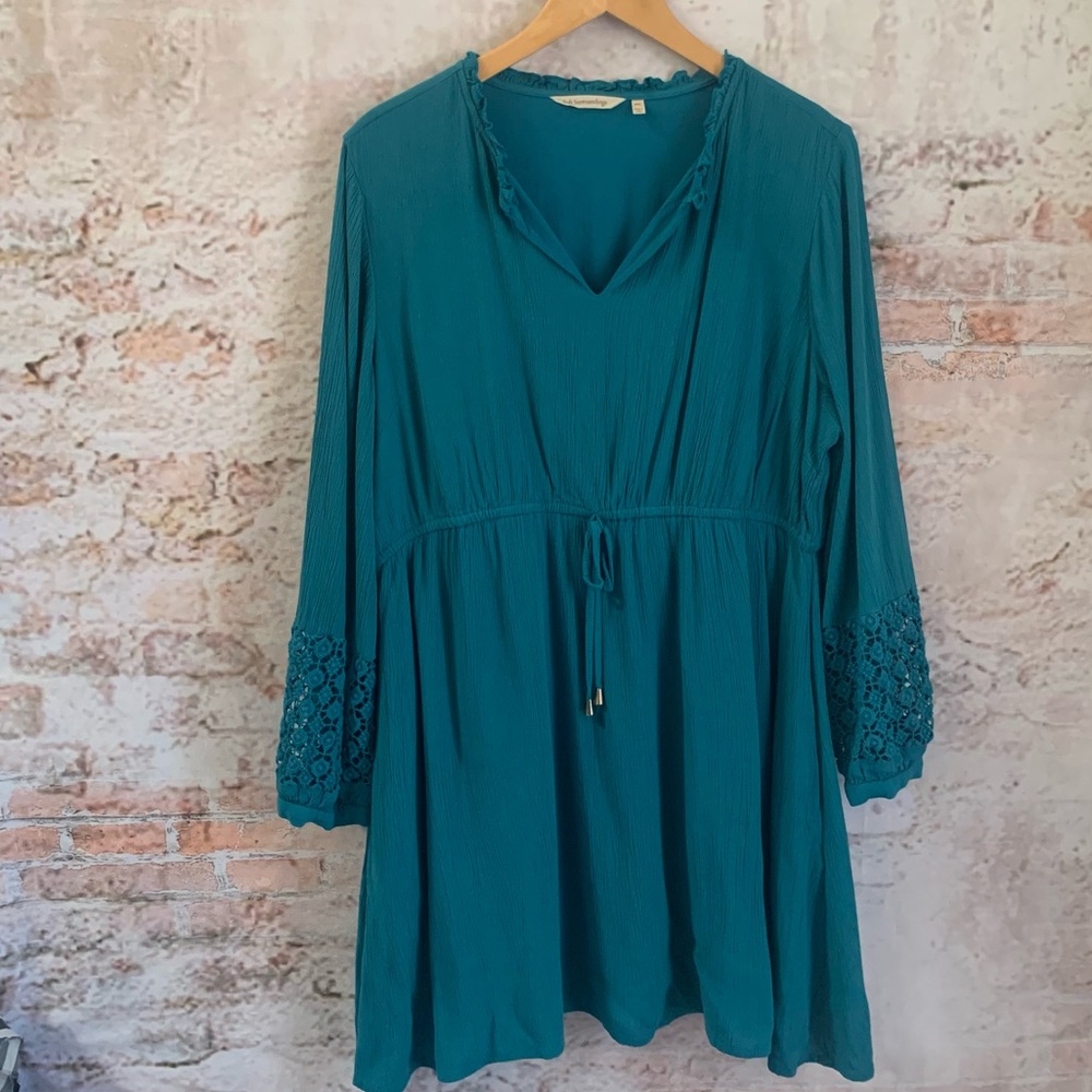 Soft Surroundings Teal Boho Tie-Waist Tunic/Dress